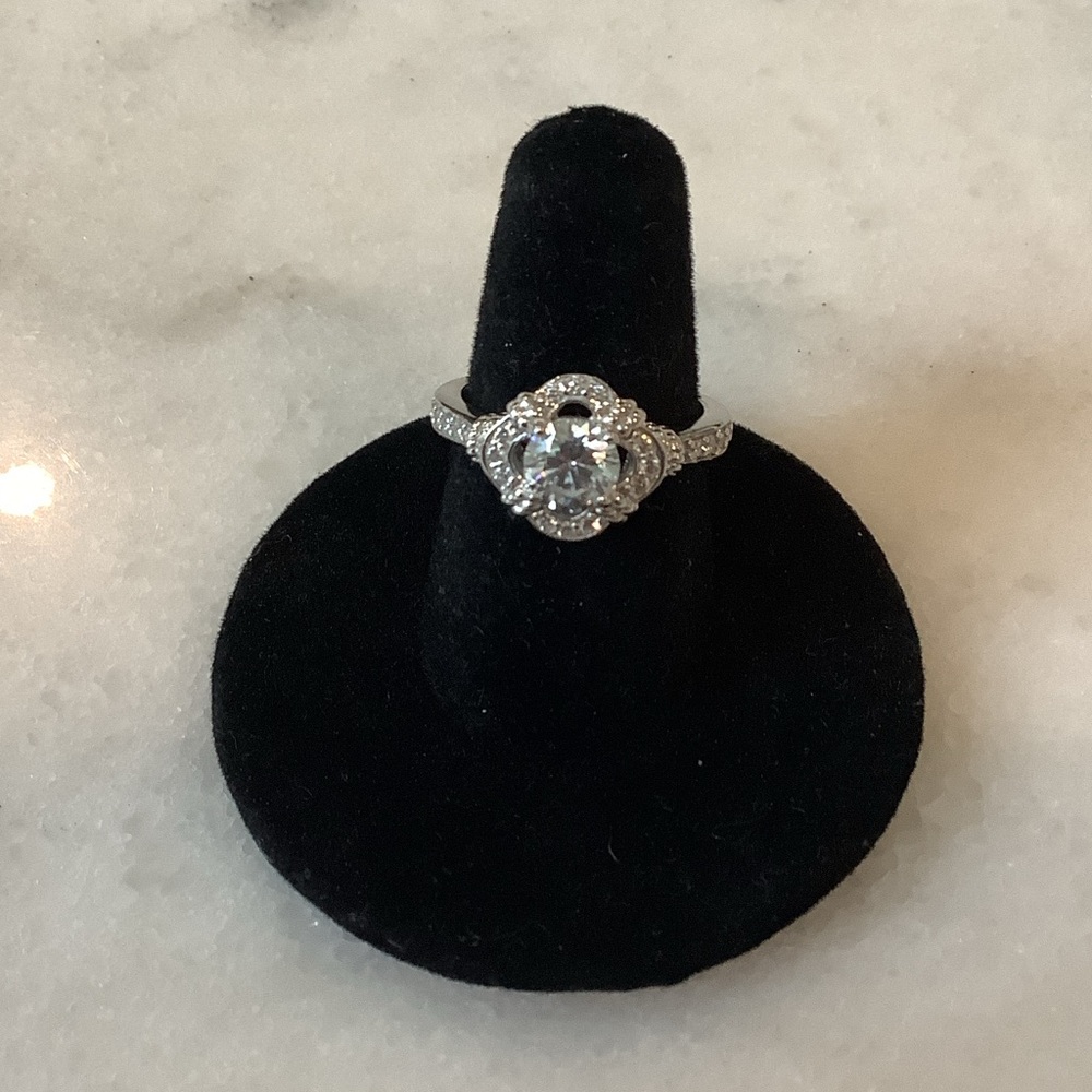 Sterling Silver Halo Engagement RingBrand New